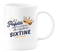 quotedazur Café-Croissant - Mug Personnalisé Tasse Cadeau Si La Perfection Avait Un Prénom Noël Elle S'Appellerait Sixtine - Rose/Céramique