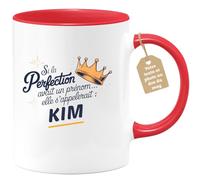 quotedazur Café-Croissant - Mug Personnalisé Tasse Cadeau Si La Perfection Avait Un Prénom Noël Elle S'Appellerait Kim - Rouge/Céramique