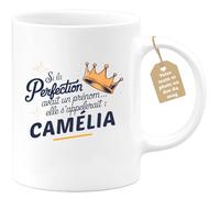 quotedazur Café-Croissant - Mug Personnalisé Tasse Cadeau Si La Perfection Avait Un Prénom Noël Elle S'Appellerait Camélia - Blanc/Céramique