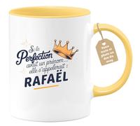 quotedazur Café-Croissant - Mug Personnalisé Tasse Cadeau Si La Perfection Avait Un Prénom Noël Elle S'Appellerait Rafaël - Jaune/Céramique