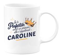 quotedazur Café-Croissant - Mug Personnalisé Tasse Cadeau Si La Perfection Avait Un Prénom Noël Elle S'Appellerait Caroline - Rose/Céramique