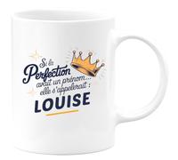 quotedazur Café-Croissant - Mug Personnalisé Tasse Cadeau Si La Perfection Avait Un Prénom Noël Elle S'Appellerait Louise - Blanc/Céramique