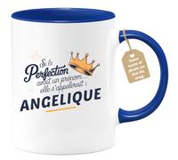 quotedazur Café-Croissant - Mug Personnalisé Tasse Cadeau Si La Perfection Avait Un Prénom Noël Elle S'Appellerait Angelique - Bleu/Céramique