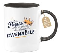quotedazur Café-Croissant - Mug Personnalisé Tasse Cadeau Si La Perfection Avait Un Prénom Noël Elle S'Appellerait Gwenaëlle - Noir/Céramique