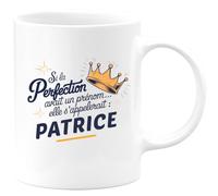 quotedazur Café-Croissant - Mug Personnalisé Tasse Cadeau Si La Perfection Avait Un Prénom Noël Elle S'Appellerait Patrice - Rose/Céramique