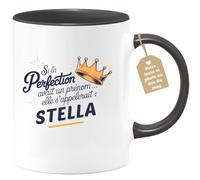 quotedazur Café-Croissant - Mug Personnalisé Tasse Cadeau Si La Perfection Avait Un Prénom Noël Elle S'Appellerait Stella - Noir/Céramique