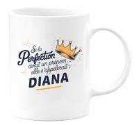 quotedazur Café-Croissant - Mug Personnalisé Tasse Cadeau Si La Perfection Avait Un Prénom Noël Elle S'Appellerait Diana - Blanc/Céramique