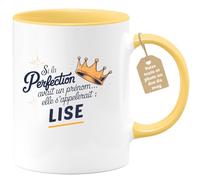 quotedazur Café-Croissant - Mug Personnalisé Tasse Cadeau Si La Perfection Avait Un Prénom Noël Elle S'Appellerait Lise - Jaune/Céramique