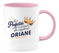 quotedazur Café-Croissant - Mug Personnalisé Tasse Cadeau Si La Perfection Avait Un Prénom Noël Elle S'Appellerait Oriane - Rose/Céramique
