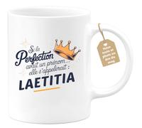 quotedazur Café-Croissant - Mug Personnalisé Tasse Cadeau Si La Perfection Avait Un Prénom Noël Elle S'Appellerait Laetitia - Blanc/Céramique