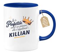 quotedazur Café-Croissant - Mug Personnalisé Tasse Cadeau Si La Perfection Avait Un Prénom Noël Elle S'Appellerait Killian - Bleu/Céramique
