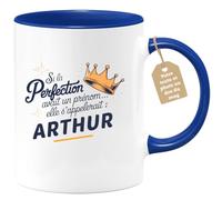 quotedazur Café-Croissant - Mug Personnalisé Tasse Cadeau Si La Perfection Avait Un Prénom Noël Elle S'Appellerait Arthur - Bleu/Céramique