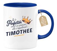 quotedazur Café-Croissant - Mug Personnalisé Tasse Cadeau Si La Perfection Avait Un Prénom Noël Elle S'Appellerait Timothee - Bleu/Céramique
