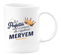 quotedazur Café-Croissant - Mug Personnalisé Tasse Cadeau Si La Perfection Avait Un Prénom Noël Elle S'Appellerait Meryem - Rose/Céramique