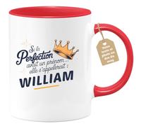 quotedazur Café-Croissant - Mug Personnalisé Tasse Cadeau Si La Perfection Avait Un Prénom Noël Elle S'Appellerait William - Rouge/Céramique