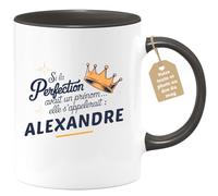 quotedazur Café-Croissant - Mug Personnalisé Tasse Cadeau Si La Perfection Avait Un Prénom Noël Elle S'Appellerait Alexandre - Noir/Céramique