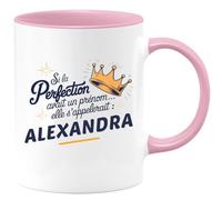 quotedazur Café-Croissant - Mug Personnalisé Tasse Cadeau Si La Perfection Avait Un Prénom Noël Elle S'Appellerait Alexandra - Rose/Céramique
