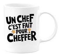 quotedazur Café-Croissant - Mug Personnalisé Tasse Cadeau Un Chef C'Est Fait Pour Noël Cheffer - Bleu/Céramique