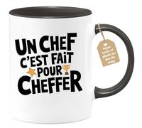 quotedazur Café-Croissant - Mug Personnalisé Tasse Cadeau Un Chef C'Est Fait Pour Noël Cheffer - Noir/Céramique