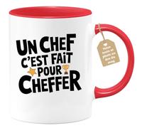 quotedazur Café-Croissant - Mug Personnalisé Tasse Cadeau Un Chef C'Est Fait Pour Noël Cheffer - Rouge/Céramique