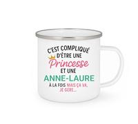 quotedazur Café-Croissant - Mug Personnalisé Tasse C'Est Compliqué D'Être Une Anne- Laure Et Princesse Cadeau Prénom Noël Anniversaire - Blanc/Émaillé