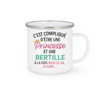 quotedazur Café-Croissant - Mug Personnalisé Tasse C'Est Compliqué D'Être Une Bertille Et Princesse Cadeau Prénom Noël Anniversaire - Blanc/Émaillé