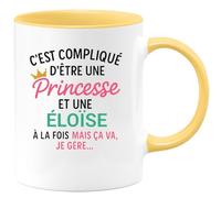 quotedazur Café-Croissant - Mug Personnalisé Tasse C'Est Compliqué D'Être Une Éloïse Et Princesse Cadeau Prénom Noël Anniversaire - Jaune/Céramique