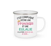 quotedazur Café-Croissant - Mug Personnalisé Tasse C'Est Compliqué D'Être Une Eulalie Et Princesse Cadeau Prénom Noël Anniversaire - Blanc/Émaillé