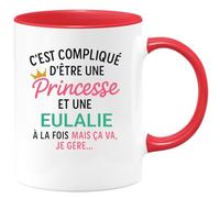 quotedazur Café-Croissant - Mug Personnalisé Tasse C'Est Compliqué D'Être Une Eulalie Et Princesse Cadeau Prénom Noël Anniversaire - Rouge/Céramique