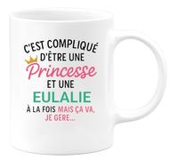 quotedazur Café-Croissant - Mug Personnalisé Tasse C'Est Compliqué D'Être Une Eulalie Et Princesse Cadeau Prénom Noël Anniversaire - Blanc/Céramique