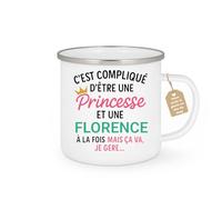 quotedazur Café-Croissant - Mug Personnalisé Tasse C'Est Compliqué D'Être Une Florence Et Princesse Cadeau Prénom Noël Anniversaire - Blanc/Émaillé