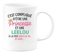quotedazur Café-Croissant - Mug Personnalisé Tasse C'Est Compliqué D'Être Une Leelou Et Princesse Cadeau Prénom Noël Anniversaire - Blanc/Céramique