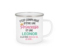 quotedazur Café-Croissant - Mug Personnalisé Tasse C'Est Compliqué D'Être Une Leonor Et Princesse Cadeau Prénom Noël Anniversaire - Blanc/Émaillé