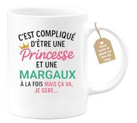 quotedazur Café-Croissant - Mug Personnalisé Tasse C'Est Compliqué D'Être Une Margaux Et Princesse Cadeau Prénom Noël Anniversaire - Blanc/Céramique