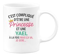 quotedazur Café-Croissant - Mug Personnalisé Tasse C'Est Compliqué D'Être Une Yael Et Princesse Cadeau Prénom Noël Anniversaire - Blanc/Céramique