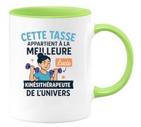 quotedazur Café-Croissant - Mug Personnalisé Tasse Parfaite Pour La Meilleure Kinésithérapeute Lucie De L’Univers Cadeau Noël Femme Attentionnée - Vert/Céramique