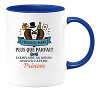 quotedazur Café-Croissant - Mug Personnalisé Témoin Du Marié Parfait Exemplaire Jusqu’À L’Apéro Prénom Cadeau Tasse Pour Noël De Mariage - Bleu/Céramique