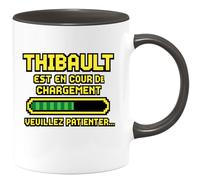 quotedazur Café-Croissant - Mug Personnalisé Thibault En Cours De Chargement, Veuillez Patienter... Cadeau Tasse Pour Noël Homme Et Pratique - Noir/Céramique