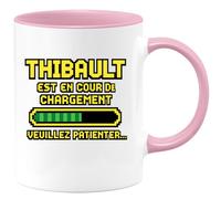 quotedazur Café-Croissant - Mug Personnalisé Thibault En Cours De Chargement, Veuillez Patienter... Cadeau Tasse Pour Noël Homme Et Pratique - Rose/Céramique