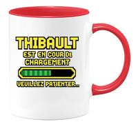 quotedazur Café-Croissant - Mug Personnalisé Thibault En Cours De Chargement, Veuillez Patienter... Cadeau Tasse Pour Noël Homme Et Pratique - Rouge/Céramique