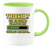 quotedazur Café-Croissant - Mug Personnalisé Thibault En Cours De Chargement, Veuillez Patienter... Cadeau Tasse Pour Noël Homme Et Pratique - Vert/Céramique