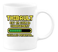 quotedazur Café-Croissant - Mug Personnalisé Thibault En Cours De Chargement, Veuillez Patienter... Cadeau Tasse Pour Noël Homme Et Pratique - Blanc/Céramique