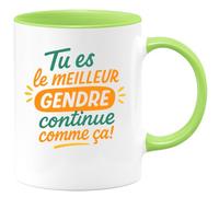 quotedazur Café-Croissant - Mug Personnalisé Tu Es Le Meilleur Gendre, Continue Comme Ça, Cadeau Tasse Pour Noël - Vert/Céramique