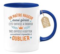 quotedazur Café-Croissant - Mug Personnalisé Un Maître Nageur Génial Difficile À Trouver, Quitter Ou Oublier Cadeau Tasse Parfaite Pour Noël - Bleu/Céramique