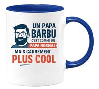 quotedazur Café-Croissant - Mug Personnalisé Un Papa Barbu, C’Est Comme Normal, Mais Encore Plus Cool Cadeau Pour Noël Tasse Et Fun Futur Anniversaire Fête Des Pères - Bleu/Céramique