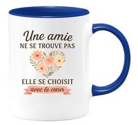quotedazur Café-Croissant - Mug Personnalisé Une Amie Ne Se Trouve Pas, Elle Choisit Avec Le Cœur. Cadeau Parfait Pour Noël Tasse Et Sentimentale - Bleu/Céramique