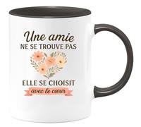 quotedazur Café-Croissant - Mug Personnalisé Une Amie Ne Se Trouve Pas, Elle Choisit Avec Le Cœur. Cadeau Parfait Pour Noël Tasse Et Sentimentale - Noir/Céramique