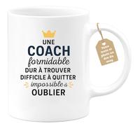 quotedazur Café-Croissant - Mug Personnalisé Une Coach Formidable Dur À Trouver Difficile Quitter Impossible Oublier Cadeau Pour Noël En Tasse Et - Blanc/Céramique