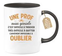 quotedazur Café-Croissant - Mug Personnalisé Une Prof Géniale, Difficile À Trouver, Impossible Oublier, Cadeau Femme Parfait Tasse Pour Noël Enseignante Exceptionnelle - Noir/Céramique