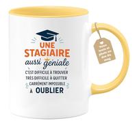 quotedazur Café-Croissant - Mug Personnalisé Une Stagiaire Géniale, Difficile À Trouver, Impossible Oublier Cadeau Tasse Parfaite Pour Noël - Jaune/Céramique
